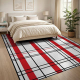 Bold Red Black Grid Plaid Area Rug