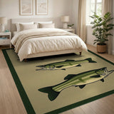 Largemouth Bass Fishing Area Rug