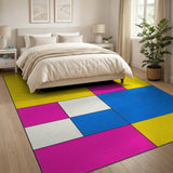 Vibrant Yellow Pink Blue Geometric Area Rug