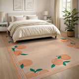 Whimsical Peach Fruit Border Area Rug