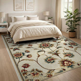 Ivory Floral Persian Area Rug