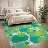Vibrant Green Overlapping Bubbles Area Rug