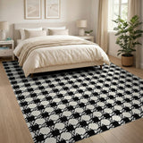 Geometric Modern Black and White Classic Houndstooth Black White Area Rug