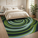 Green Hypnotic Green Spiral Abstract Area Rug