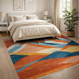 Sunset Peaks Geometric Mountain Rug