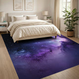 ODIKA Purple Galaxy Washable Rug - Cosmic Nebula Low Pile Non-Slip Area Rug