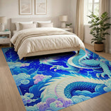 Blue and Teal Majestic Blue Dragon Storm Area Rug