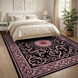 Pink Black Traditional Persian Medallion Rug