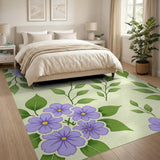 Purple Hibiscus Floral Area Rug