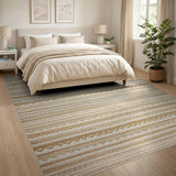 Beige Wavy Stripe Woven Area Rug