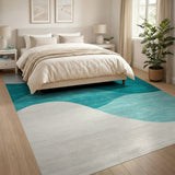 Blue and Teal Ocean Wave Area Rug