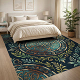 Vintage Teal Mandala Persian Area Rug