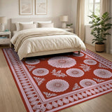Pink Floral Red Area Rug