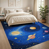 Vibrant Cosmic Planets Kids Area Rug