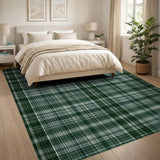 Geometric Modern Classic Green Plaid Check Area Rug