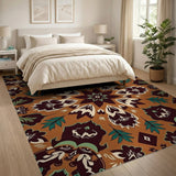 Terracotta Medallion Floral Area Rug