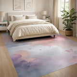 Dreamy Pastel Clouds Hearts Area Rug