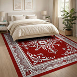 Red Ornate Mandala Area Rug