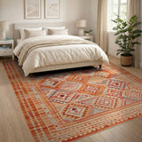 Orange Diamond Southwestern Area Rug