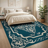Teal Ornate Persian Medallion Rug