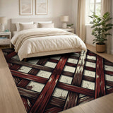 Distressed Brown Lattice Woven Area Rug