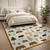 Rustic Woodland Bears Trees Rug