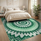 Lush Green Mandala Geometric Area Rug