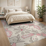 Blush Pink Abstract Floral Area Rug