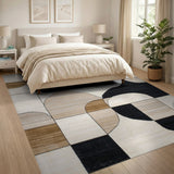 Modern Geometric Black and Neutral Area Rug