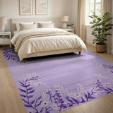 Lilac Floral Border Area Rug