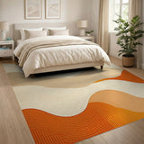 Orange Wavy Abstract Area Rug