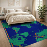 Multicolor World Map Area Rug