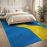 Modern Blue Teal Geometric Wave Area Rug