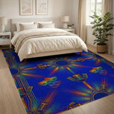 Rainbow Mic Mask Blue Area Rug