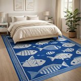 Blue Fish Coastal Area Rug