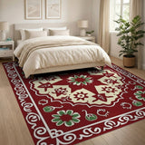 Traditional Persian Red Red Traditional Persian Area Rug with Floral Medallion