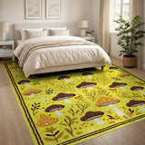 Whimsical Yellow Mushroom Garden Area Rug