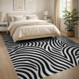 Boho Chic Black and White Bold Black White Zebra Stripe Area Rug