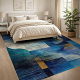 Abstract Blue and Teal Blue Teal Geometric Abstract Area Rug