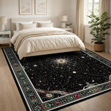 ODIKA Celestial Sun and Moon Washable Area Rug - Low Pile Non-Slip Galaxy Carpet