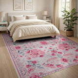 Blush Pink Floral Persian Area Rug
