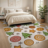 Whimsical Christmas Cookies Trees Pattern Rug