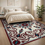 Red and Teal Persian Medallion Area Rug