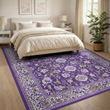 Traditional Persian Floral Purple Floral Persian Area Rug