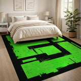 Neon Green Glitch E Circuit Area Rug