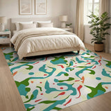 Vibrant Teal Green Abstract Area Rug