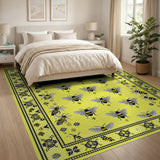Sunny Yellow Bee Motif Area Rug