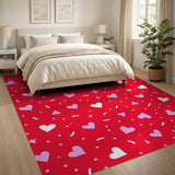 Playful Red Hearts Confetti Area Rug