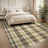 Geometric Modern Brown Tan Plaid Check Area Rug