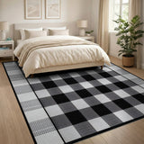 Rustic Farmhouse Rustic Black White Buffalo Check Area Rug